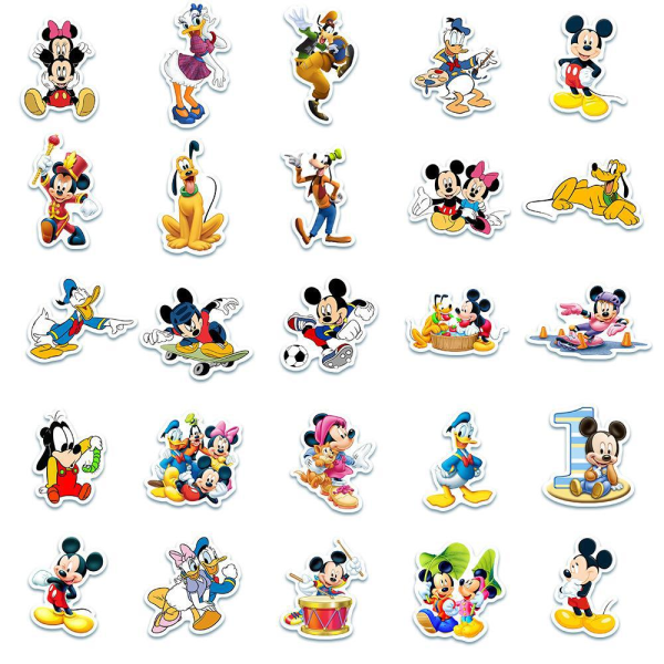 50 stk Klistremerkeark - Mickey Mouse - Disney - Tegneserie Flerfarget