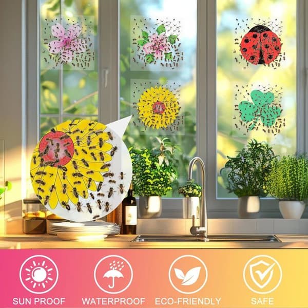 50-pack flugfångare för inomhusbruk, fönsterflugfällor, klibbiga flugfångare för hemmet 9,5x9,5 cm