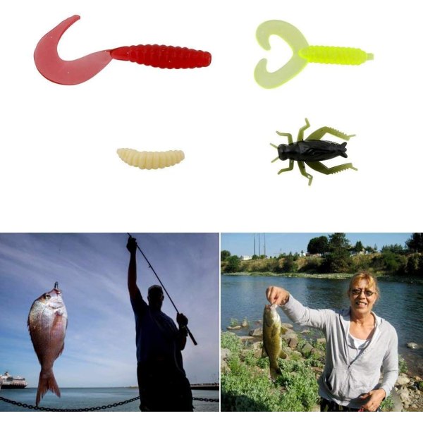 Fiskedrag, 101 stycken fiskedrag kit tillbehör konstgjorda beten fiskeartiklar inklusive fiskebox