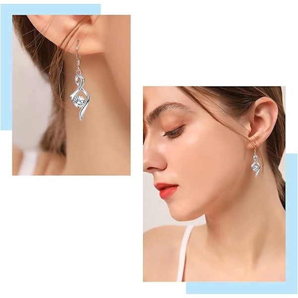 Sølv dinglende øredobber med cubic zirconia, allergivennlige øredobber