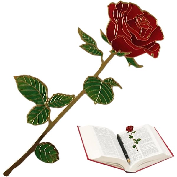 Rød Rose Bogmærke til Kvinder, Metal Bogsideholder til Læseelskere, Lærer Taknemmelighedsgaver Valentinsdag Morsdag Julegave Fødselsdagsgave