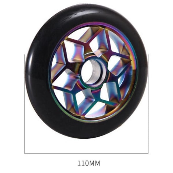 2 stk. Scooter Tilbehør 110mm Scooterhjul Fargerike PU Hjul Tykke Stuntbilhjul med Kulelager
