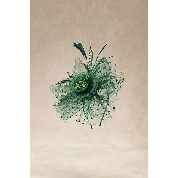 Mesh-fjær Fascinator Blomst Hårklipp Fascinators Hatt Brudeslør Bryllup Kirke Te Party Derby Hatter Race Hatter Dark Green