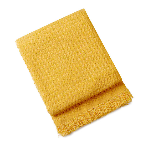 Vaffeltepper, sofatepper, strikkede tepper, luftkondisjoneringstepper Ginger yellow