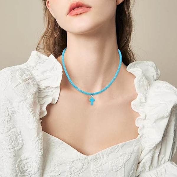 Halskjede Kristent Kors Anheng Kragebeinsperler Choker for Kvinner