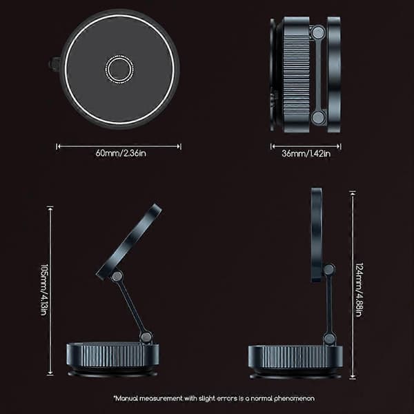 Bil Navigation Telefonholder Magnetisk Universal 360 Graders Roterende Telefonstativ til Navigation Kørsel Black