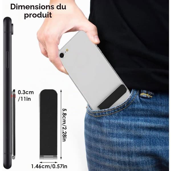 Telefonställ - 1 enhet - Aluminiumlegering - Vikbart och justerbart - För video och läsning - Svart 5.8x1.46cm