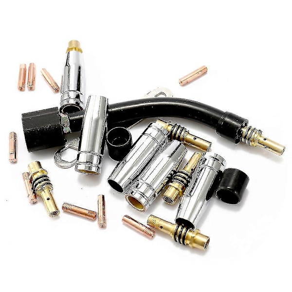 24st/set 15ak Brännare Förbrukningsmaterial Elektrod Skyddskåpa Länkstång Spetsar Svanhalsböj För Mig Svetsmaskin 0.8mm