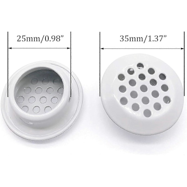 20 st Luftventiler 25mm Cirkulär Takfotsventil Rostfritt Stål Rund Ventil Mesh Hål Jalusi för Kök-HP