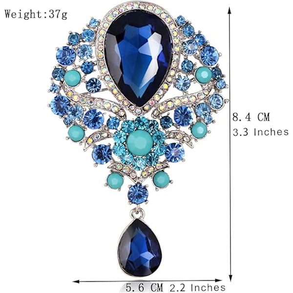 Broscher Emalj Brosch för Män Kvinnor Retro Strass Slipstift Kläder Hatt Dekoration Blue