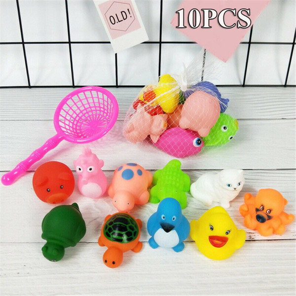 10 st badleksaker gummianka slumpmässig färg