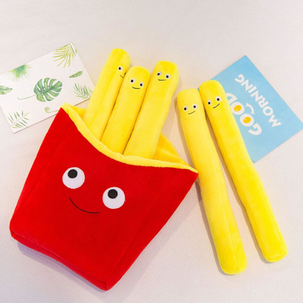 Gosedjur, tecknad pizza pommes frites design soffkudde stoppad plyschdocka A 30cm