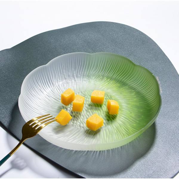 Fruktfat Glas Kristall Dessertfat Serveringsfat Flerfunktionsbricka Gradienterad Blomma Tallrik Snacks Godisfat Green