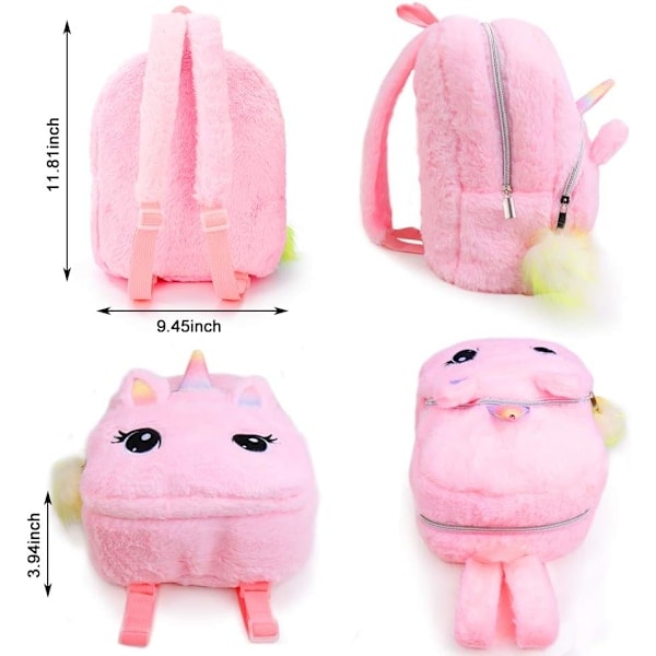 Plush Unicorn Rygsæk, Mini Unicorn Rygsæk til Piger, Pink