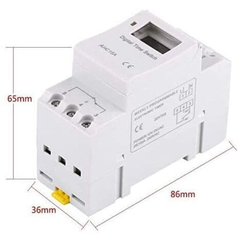 220V Programmerbar Timer – LCD-skjerm – 16 PÅ/AV-innstillinger – DIN-skinnefeste – Ukentlig programmering opptil 168 timer