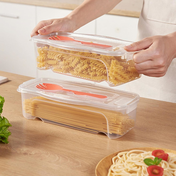 Mikrovågsugnskokare för pasta, mikrovågsskål med sil 1,3L pastakokare med lock ＆ gaffel värmebeständig transparent mikrovågsugn