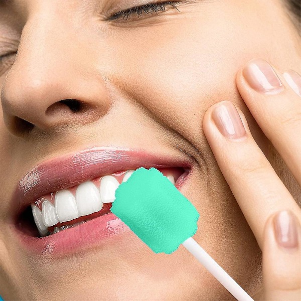 100 st Oral Swabs Engångssvampsstavar för Munvård Rengöring Grön