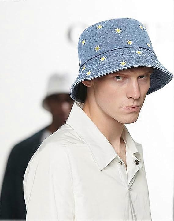 Solhatte Vasket Denim Bucket Hatte Pakkelige Strandhatte, Lyseblå