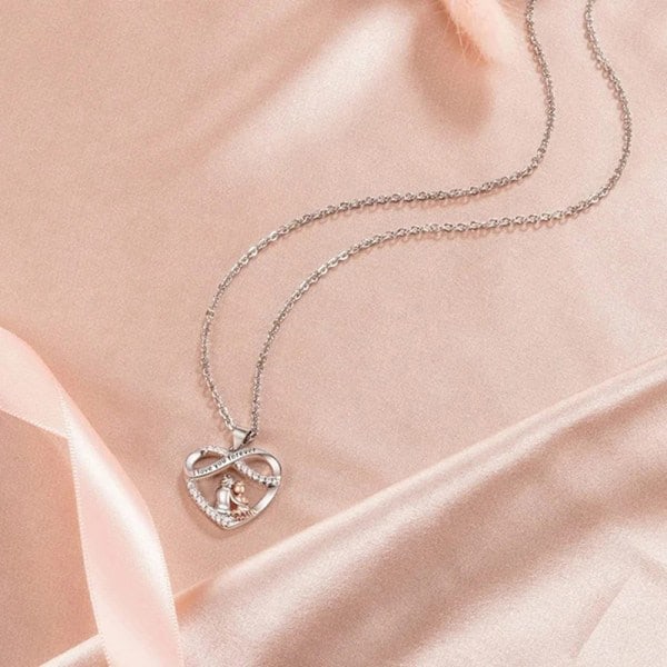 Halsband för mormor/farmor och barnbarn med kort Jag älskar dig för alltid