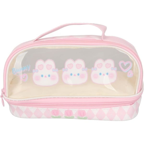 Pen Storage Bag Rabbit Pen Bag, Large Capacity Pencil Case Waterproof Transparent Kawaii Pencil Case Cosmetic Bag Organizer