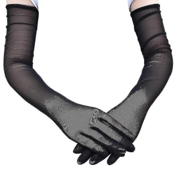 Mesh Handsker 1 Par Elegante Sorte Mesh Handsker Til Kvinder - Åndbare Og Forlænget For Komfort Og Stil