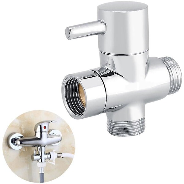 Jeffergarden 3-veis T-formet Avleder Stengeventil Dusj Toalett Bidet Sprøyte Vannadapter Kromfarge