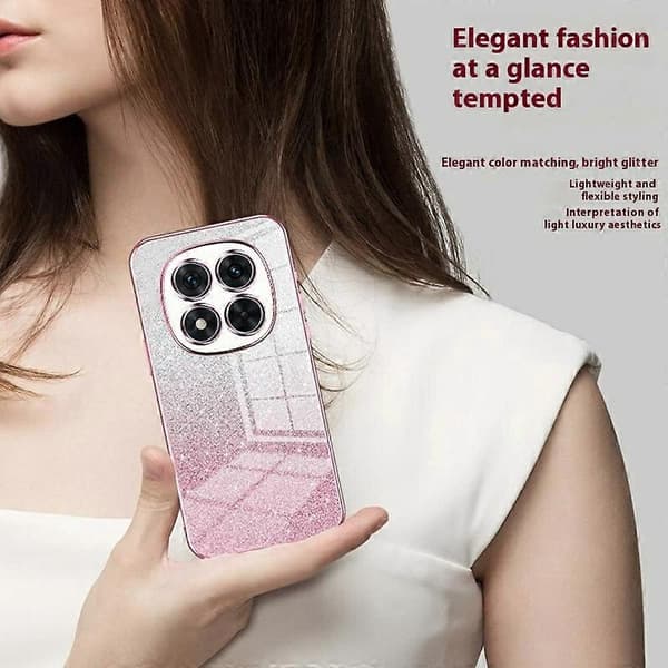 Elektropletteret gradient glitter TPU telefoncover til Xiaomi Redmi Note 14 Pro 5G - Sølv Multicolor Silver