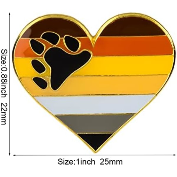 5 kpl Biseksuaalinen ylpeys sydänmuotoinen rintaneula, pinssi, lippu, rintaneula Pack 5 Bear Pride