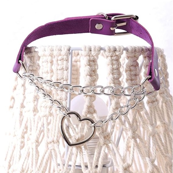 Punk Goth PU Läder Choker Halsband med Hjärthänge Berlocker Choker för Kvinnor Män D