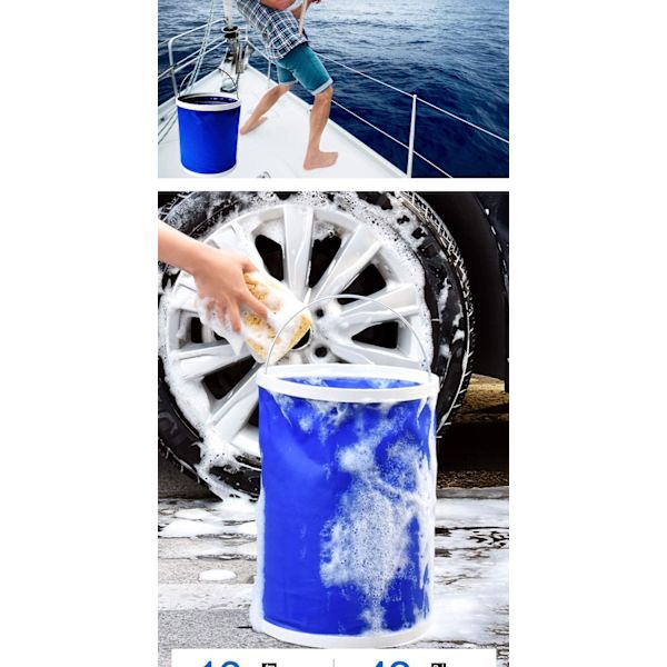 Multifunktionell hopfällbar hink - lämplig för camping, fiske, strand, hem, utomhussporter - 11 liters hinkkapacitet