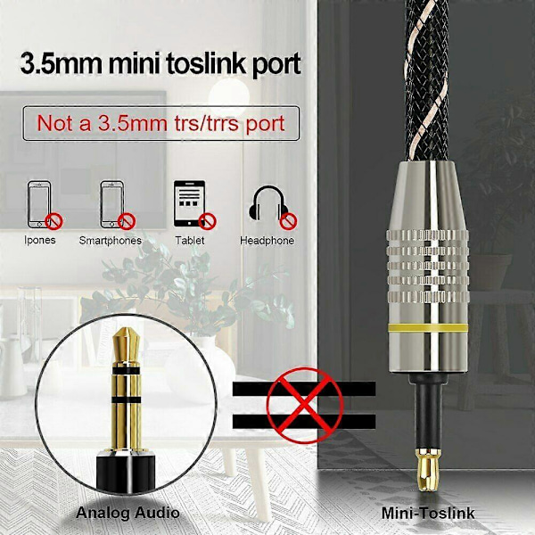 Digitaalinen ääni Toslink - Mini Toslink -kaapeli 3,5 mm SPDIF optinen kaapeli 5M