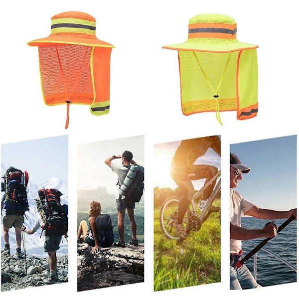 Rangerhatt med hög synlighet, hinkhatt med nackklaff, reflekterande säkerhetshatt Orange