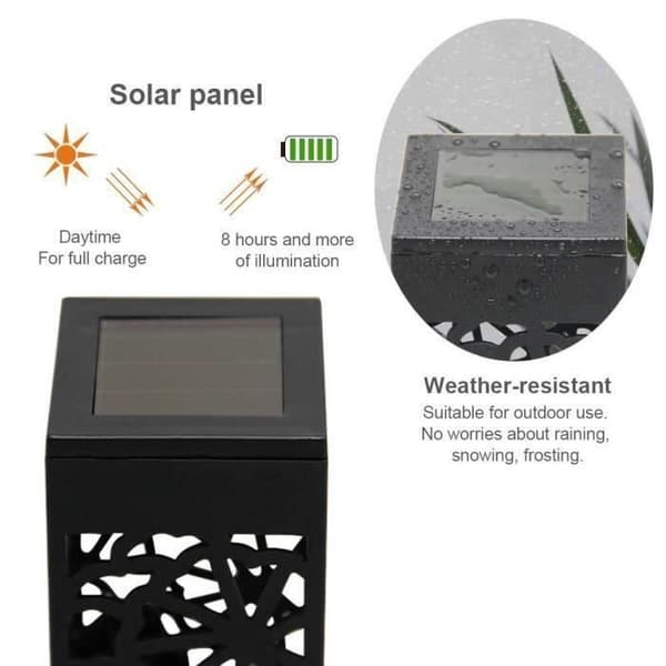 4 stk. Solar LED Havelamper, Vandtætte Lanterner, Pullertlamper til Terrasse- og Gårdsdekoration