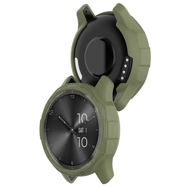 För Garmin vivomove Trend Fallsäkert TPU Klockfodral Ihålig Stötfångarram - Djungelgrön Multicolor Jungle Green