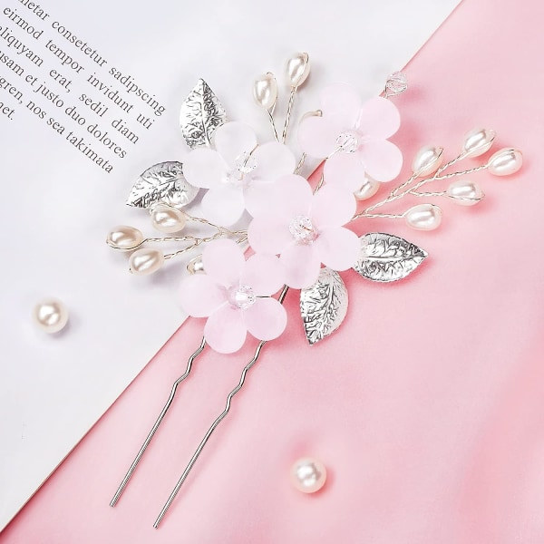 5-pack Bröllops Hårklämmor Blomma Merle Bröllops Hårtillbehör Silver Bröllops Hårtillbehör Hår U-Form Bröllop