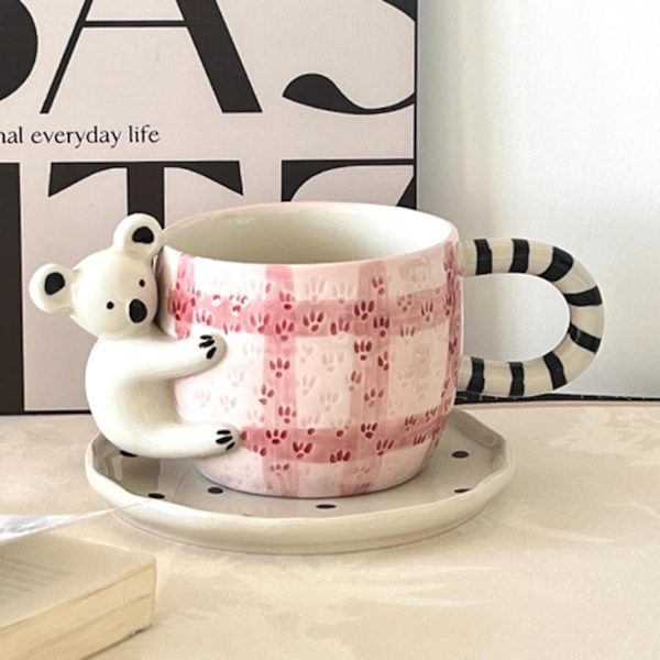 Keramisk Kaffe Kop, Sød Koala Mark Kop og Underkop Sæt, 260ML Morgenmad Havregryn Kop Kreativ Te Kop Vand Kop