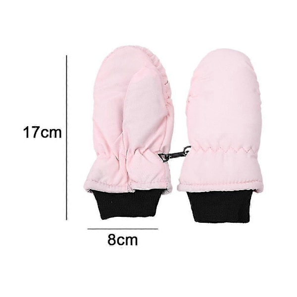 Enkla, trendiga, säkra, vattentäta vinterhandskar för barn, för skidåkning i snö Pink