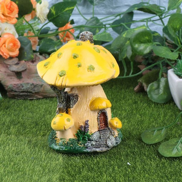 Miniatyr svamp prydnad terrarium tillbehör svamp hus miniatyr svamp hus statyer tillbehör för terrarium dekor glas prydnader Yellow