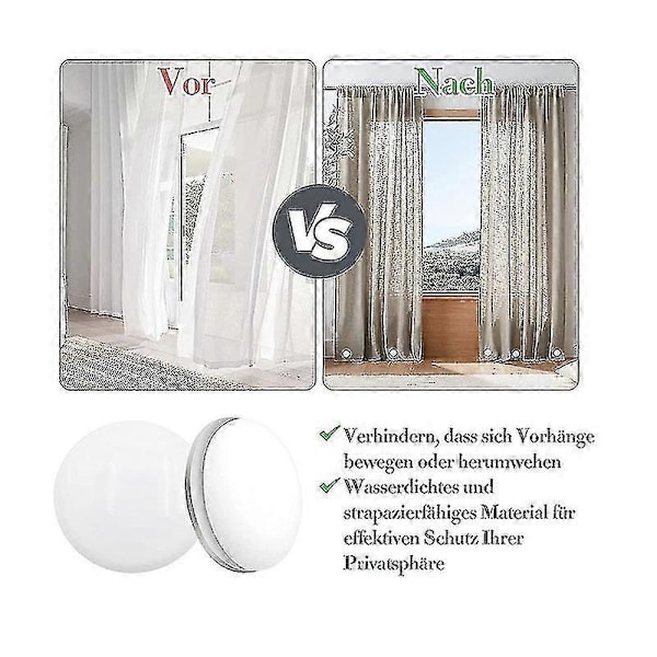 10 stk. Magnetiske gardinvægte Draperingsvægte Magnet Bruseforhæng Vægte Bund til dug Gardin, hvid PK