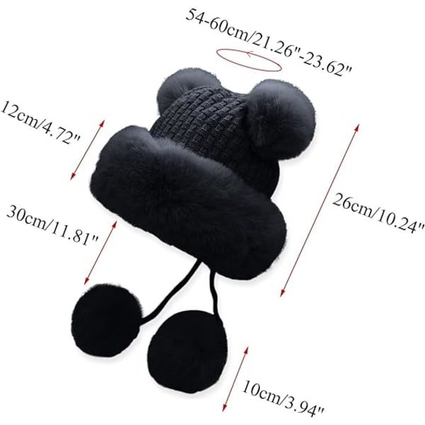Varm Ullhatt med Öronlappar Stickad Beanie Tjock Beanie Söt Dam Snö Vinter Basebollkeps Varmast Hatt för Män Beige