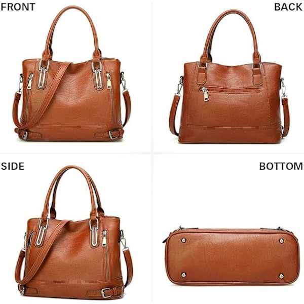 Dames Læder Håndtaske Designer Top-Håndtag Taske Vintage Tote Crossbody Skuldertaske Mode Clutch til Kvinder Brown