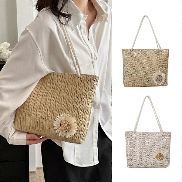Kvinders Stroflettet Skuldertaske Sommer Strandtaske Stor Kapacitet Håndtaske Tote Bag
