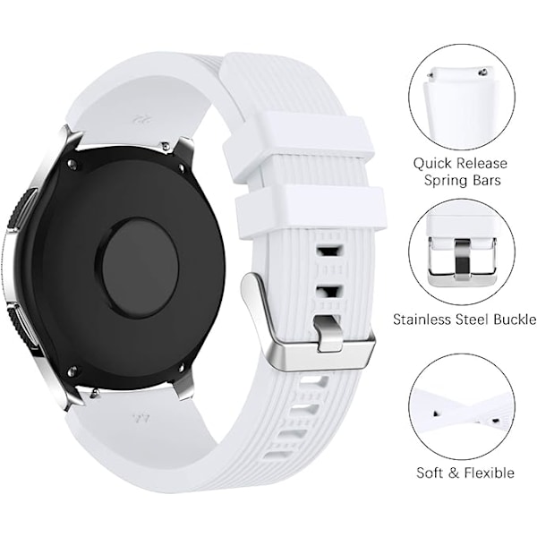 Remm for Samsung Galaxy Watch 46mm Myk Silikon Sport Armbånd Erstatning 22mm for Menn Kvinner White