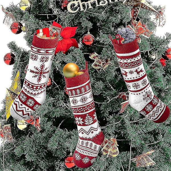 2-pack Stickade Julstrumpor, För Familjehelg Julgransdekor, Julfestdekorationer Snowflake * Double Deer