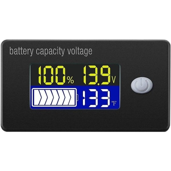 12V Batterikapacitetsindikator LCD-skärm Voltmeter Temperaturtestare för Li-ion Lifepo4 Blysyra