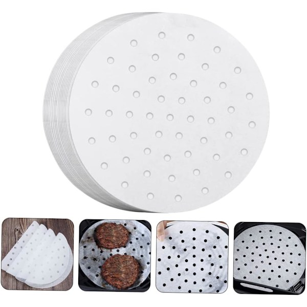 200 stk. Airfryer Papir Airfryer Bagepapir Airfryer Tilbehør Runde Dim Sum Damperpapir Bagepapir 20x20cm