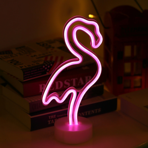 Flamingo Neonljus LED Neonljus med Stativ för Dekoration av Hemfest, Födelsedag, Sovrum