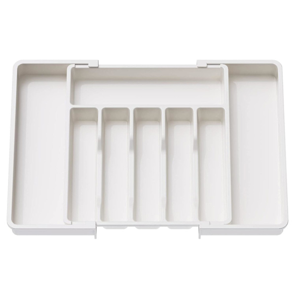 Bestikboks Udvidbar Skuffeorganizer Justerbar Bredde Kompakt Design Nem Adgang Rum White