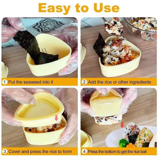 Onigiri Form, 3-pakning Risform Musubi Maker Kit, Maker Press, Klassisk Trekant Risball Maker Sushi Form