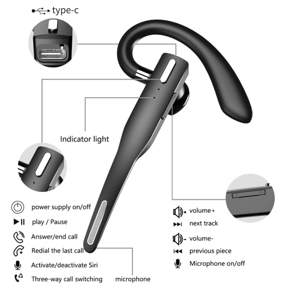 Trådløse Bluetooth-hodetelefoner Løping Sport Universelle Hodetelefoner Trådløse Forretnings Øremonterte Bluetooth-hodetelefoner Støydemping